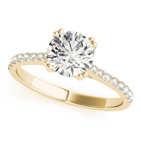 Round Brilliant Double Prong Pave Diamond Engagement Ring 1.07Ct