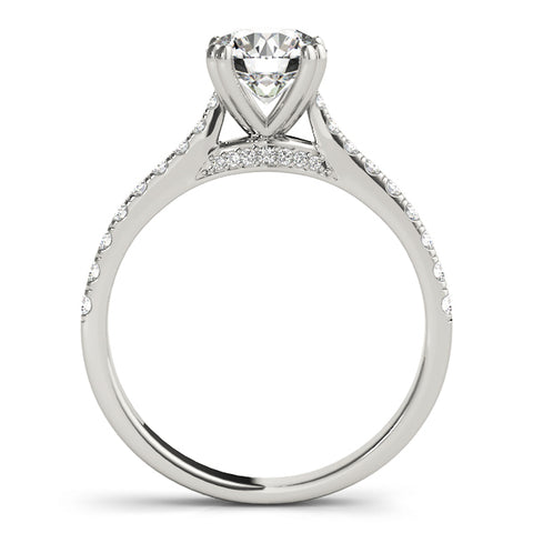 Round Brilliant Double Prong Pave Diamond Engagement Ring 1.07Ct