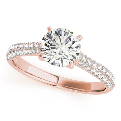 Round Brilliant Triple Pave Diamond Engagement Ring 1Ct