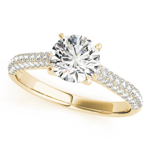 Round Brilliant Triple Pave Diamond Engagement Ring 1Ct