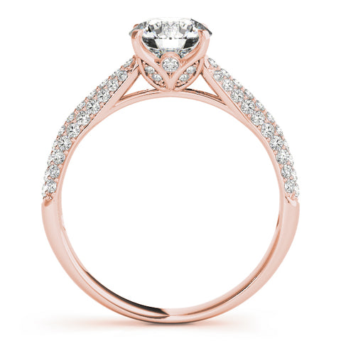 Round Brilliant Triple Pave Diamond Engagement Ring 1Ct