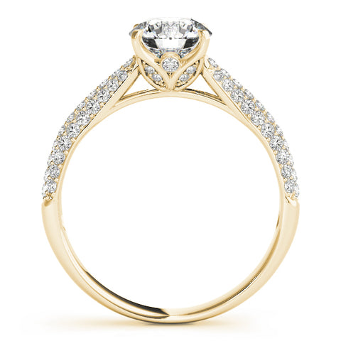 Round Brilliant Triple Pave Diamond Engagement Ring 1Ct