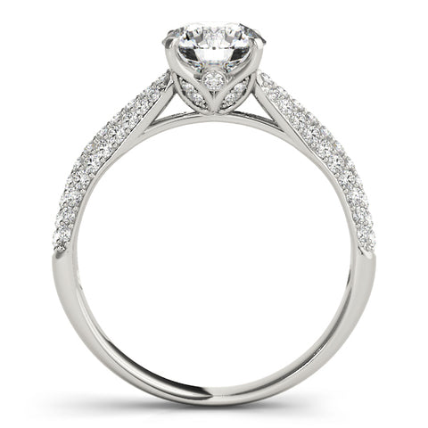 Round Brilliant Triple Pave Diamond Engagement Ring 1Ct