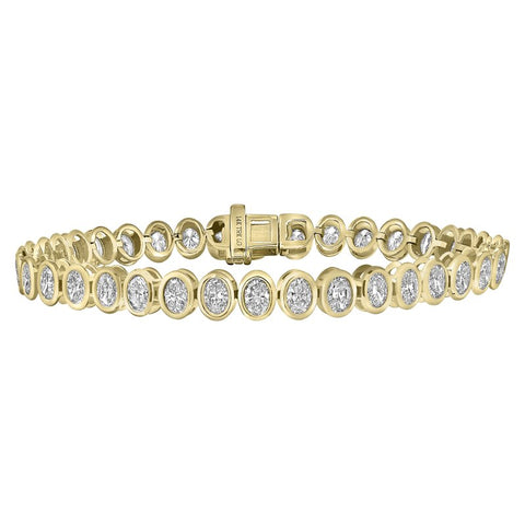 Bezel Oval Diamond Tennis Bracelet 6ctw
