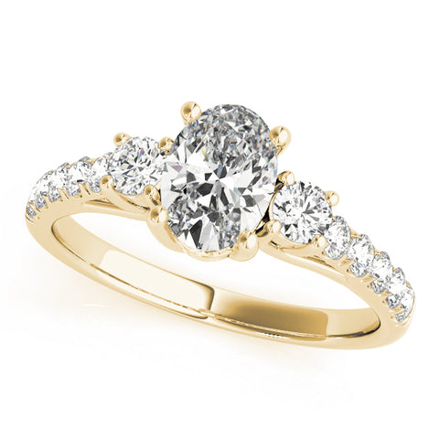 Oval Accented Diamond Engagement Ring 0.80Ct