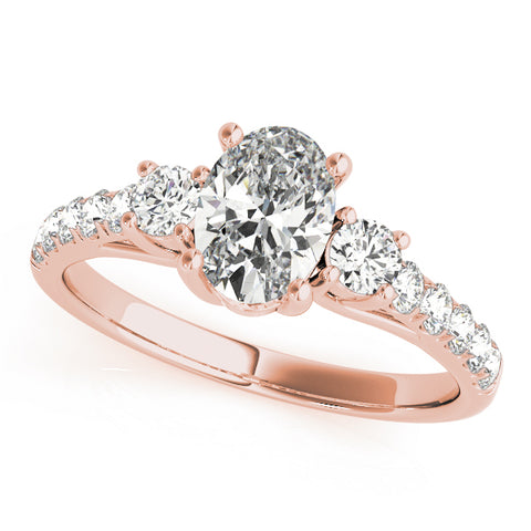 Oval Accented Diamond Engagement Ring 0.80Ct