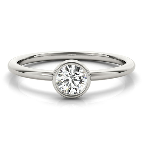 Dainty Round Solitaire Bezel Ring 1/3ct