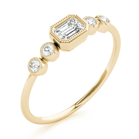 Petite Emerald Milgrain Bezel 5 Stone Diamond Band