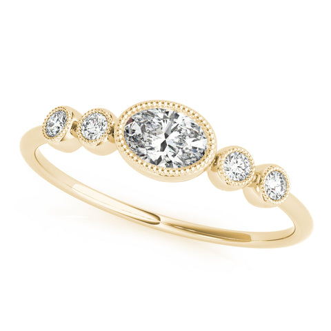 Petite Oval Milgrain Bezel 5 Stone Diamond Band