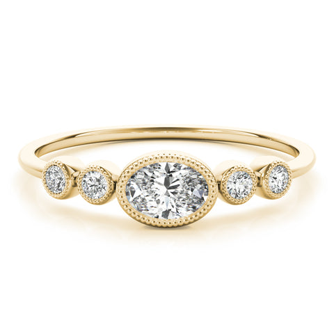 Petite Oval Milgrain Bezel 5 Stone Diamond Band