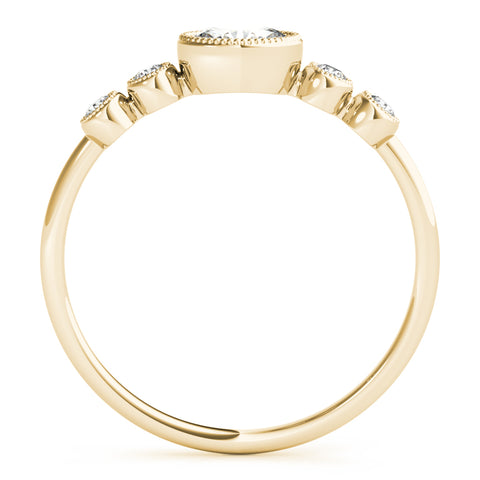 Petite Oval Milgrain Bezel 5 Stone Diamond Band