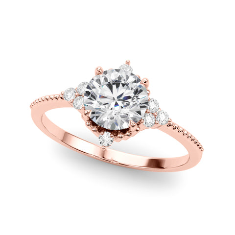 Round Brilliant Accented Diamond Engagement Ring 1.08Ct