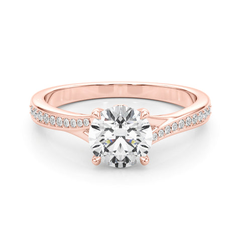 Round Brilliant Pave Accented Diamond Engagement Ring 1.43Ct