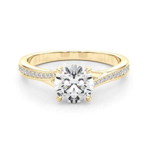 Round Brilliant Pave Accented Diamond Engagement Ring 1.43Ct