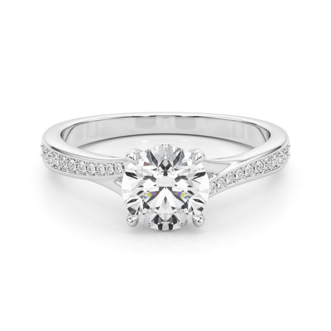 Round Brilliant Pave Accented Diamond Engagement Ring 1.43Ct