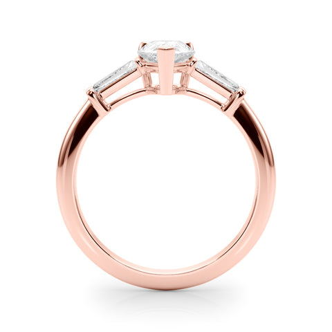 Pear With Baguette Accents Diamond Engagement Ring 1.07Ct