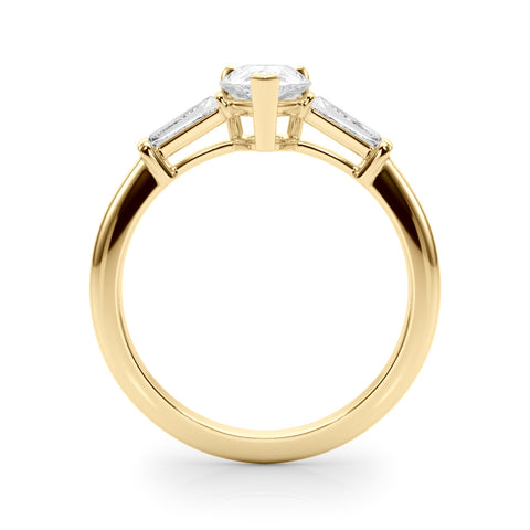 Pear With Baguette Accents Diamond Engagement Ring 1.07Ct