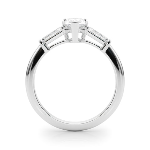 Pear With Baguette Accents Diamond Engagement Ring 1.07Ct