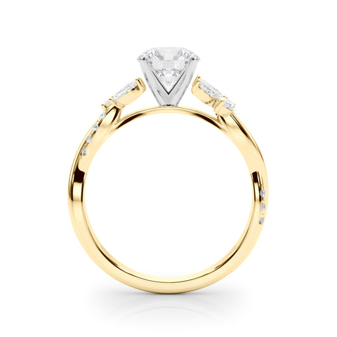 Round Brilliant Two-Tone Floral Accented Diamond Engagement Ring 1.32Ct