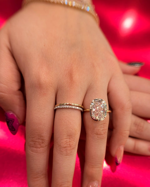Elongated Cushion Diamond Collet Solitaire Engagement Ring 5.04 Carat