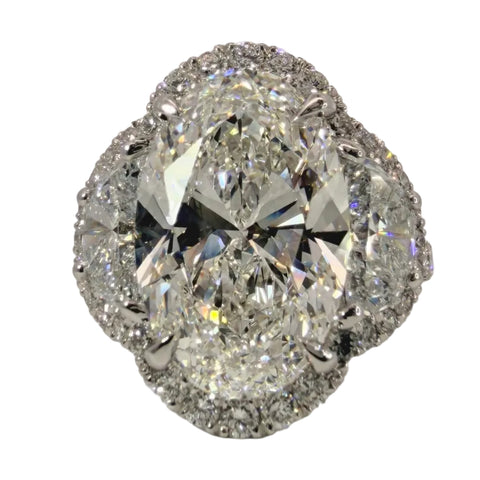 Oval Half-moon Engagement Ring 5.00 Carat