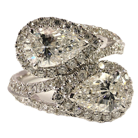 Diamond Halo Two-Stone Moi et Toi Ring 2.52twt