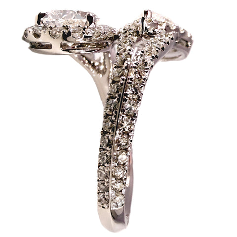 Diamond Halo Two-Stone Moi et Toi Ring 2.52twt