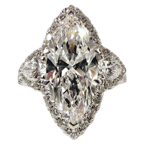 Marquise Three-Stone Created Diamond Engagement Ring 3.01 Carat