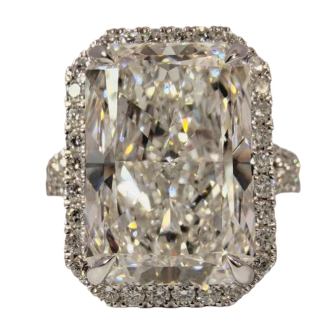 Diamond Accented Radiant Halo Ring 9.03 Carat