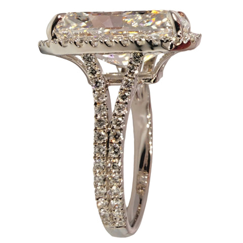 Diamond Accented Radiant Halo Ring 9.03 Carat