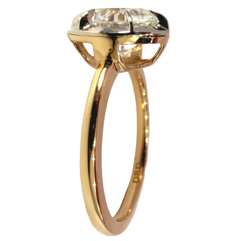 2.05 Carat Round Old European Diamond Collet Solitaire Engagement Ring in 14K Yellow Gold