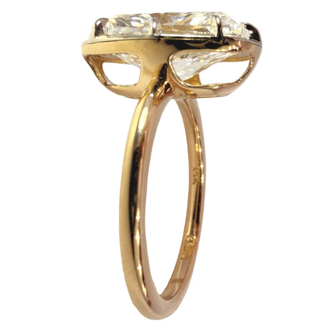 5.04 Carat Elongated Cushion Diamond Collet Solitaire Engagement Ring in 14K Yellow Gold
