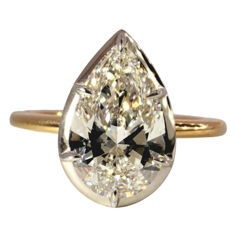 2.09 Carat Pear Diamond Collet Solitaire Engagement Ring in 14K Yellow Gold