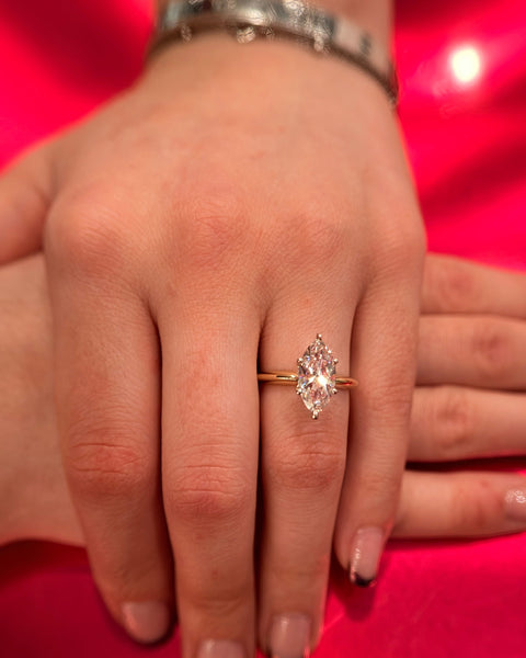 6-Prong Classic Two-Tone Solitaire Marquise Diamond Engagement Ring 2.04Ct