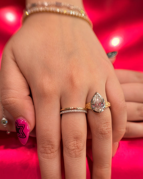 Pear Diamond Collet Solitaire Engagement Ring 3.02 Carat
