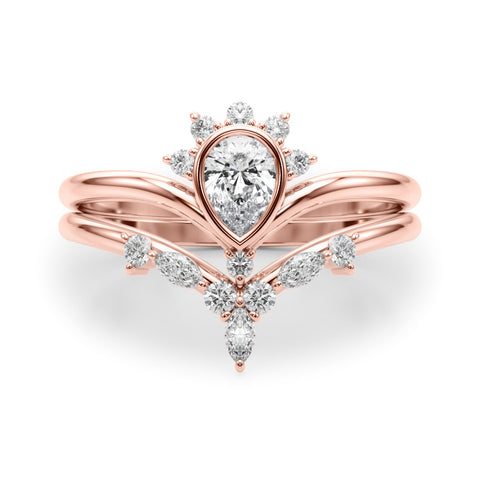 Pear Bezel And Marquise Diamond Contour Stacking Set