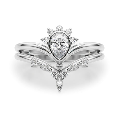Pear Bezel And Marquise Diamond Contour Stacking Set