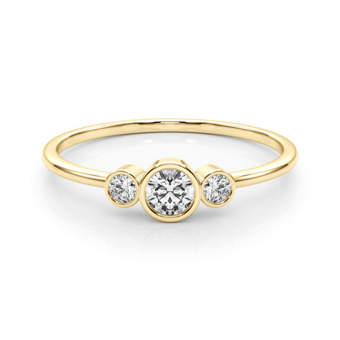 Petite Round Bezel 3 Stone Diamond Ring