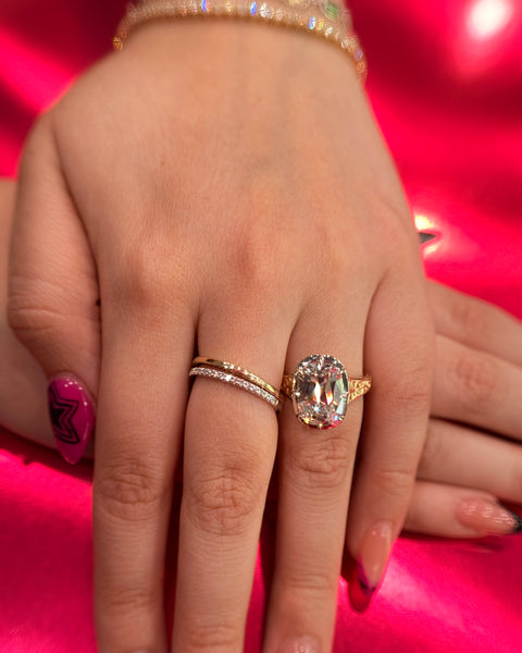 Old Mine Elongated Cushion Diamond Collet Solitaire Engagement Ring 5.03 Carat