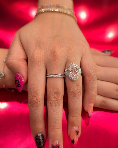 Oval Half-moon Engagement Ring 5.00 Carat