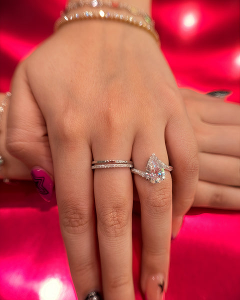 Pear Diamond Accented Bypass Engagement Ring 3.00 Carat