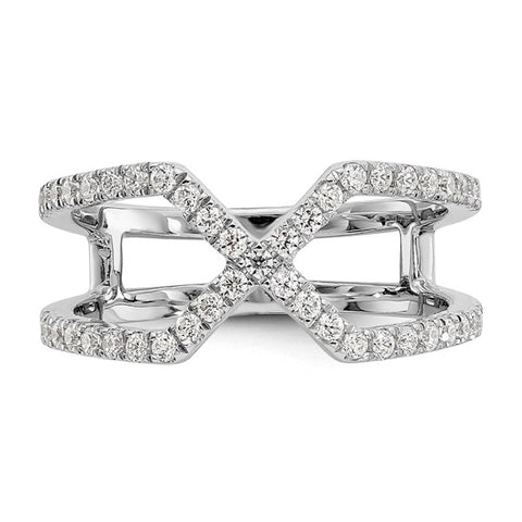 14K White Gold Diamond X Ring 1/2ctw