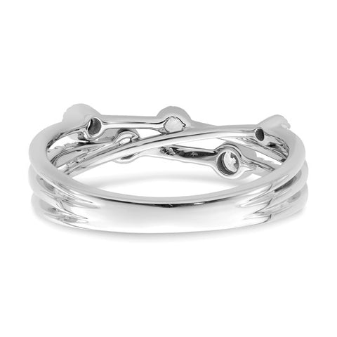 14K White Gold Criss Cross Diamond Bubble Ring 1/4ctw