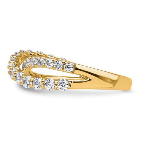14K Gold Diamond Crossover Band 1ctw
