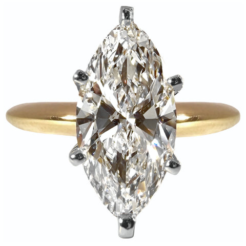 6-Prong Classic Two-Tone Solitaire Marquise Diamond Engagement Ring 2.04Ct