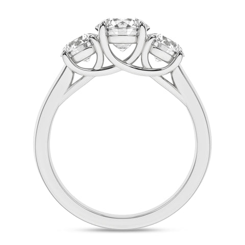 Round Brilliant Three Stone Diamond Engagement Ring 2.05Ctw