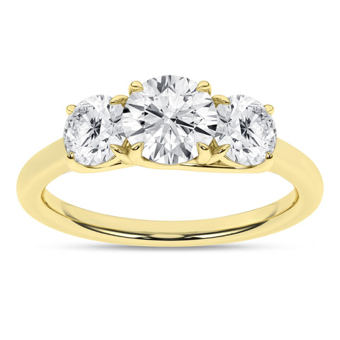 Round Brilliant Three Stone Diamond Engagement Ring 2.05Ctw