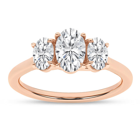 Oval Three Stone Diamond Engagement Ring 2.06Ctw