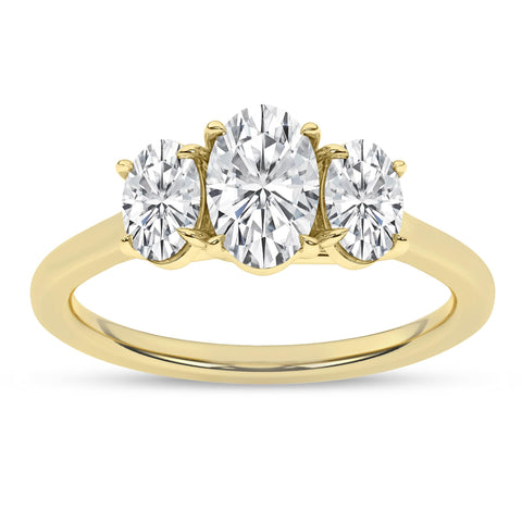 Oval Three Stone Diamond Engagement Ring 2.06Ctw