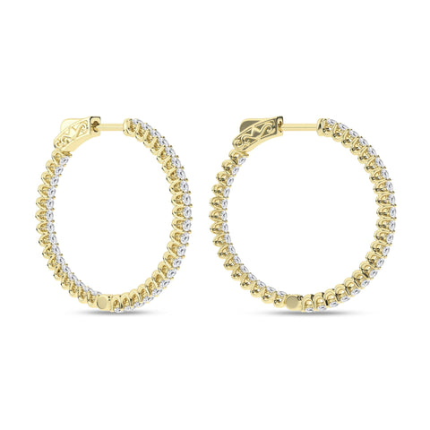 14K Inside-Out Hoop Diamond Earrings 2ctw